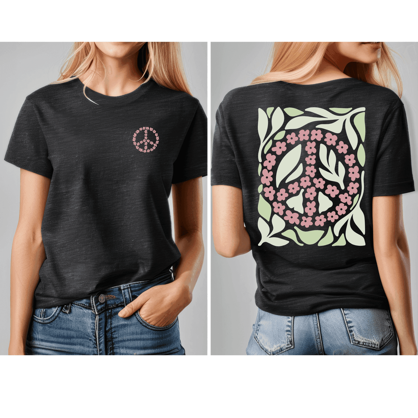 Boho Flowers Peace #6 | Bügelbild 2-Teilig