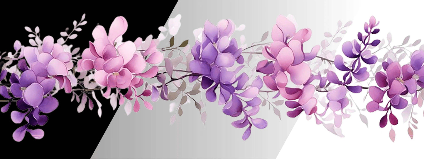 Blauregen | Blumen Bordüre XXL Bügelbild bis 250cm