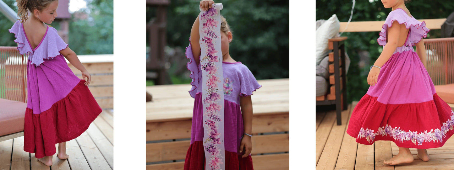 Blauregen | Blumen Bordüre XXL Bügelbild bis 250cm