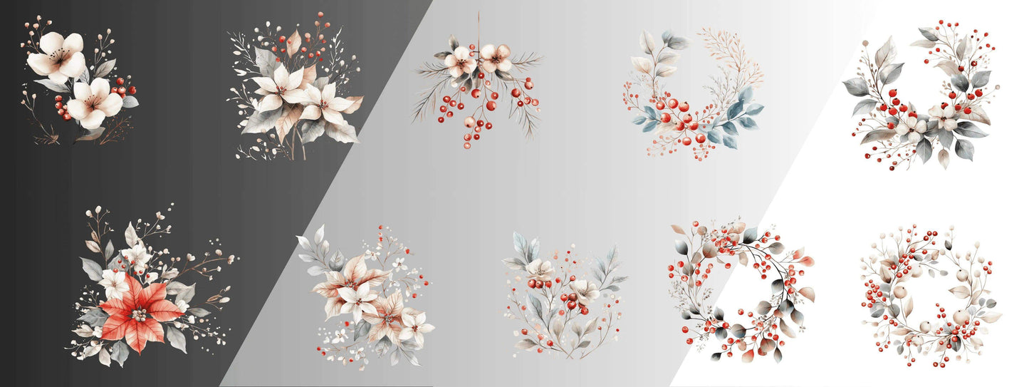 Winterstern & Mistelzweig | Blumen Bouquet – Perfekte Ergänzung zu XXL Bordüren