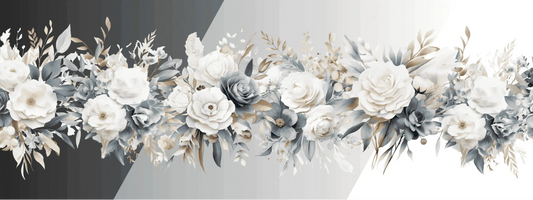 Rosen in Nebelblau | Blumen Bordüre XXL Bügelbild bis 250cm