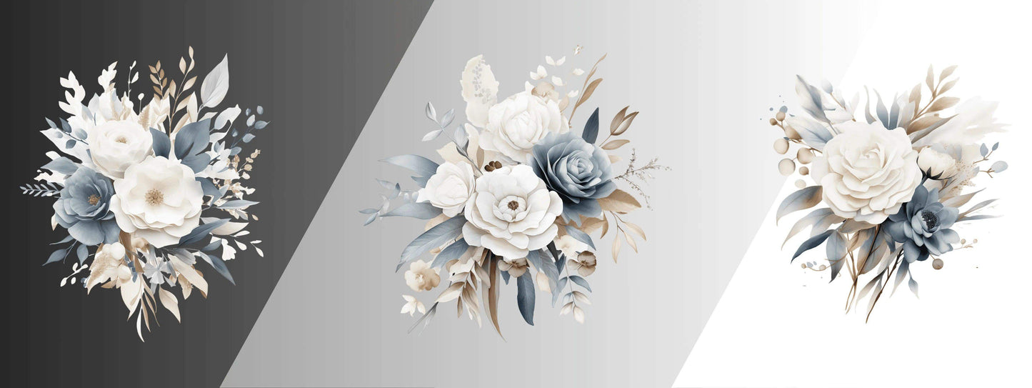 Rosen in Nebelblau | Blumen Bouquet – Perfekte Ergänzung zu XXL Bordüren