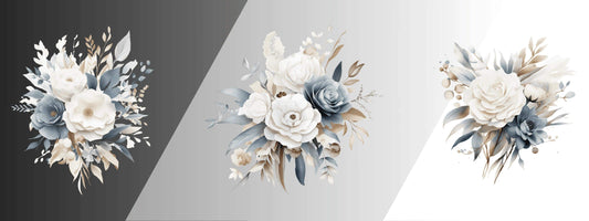 Rosen in Nebelblau | Blumen Bouquet – Perfekte Ergänzung zu XXL Bordüren