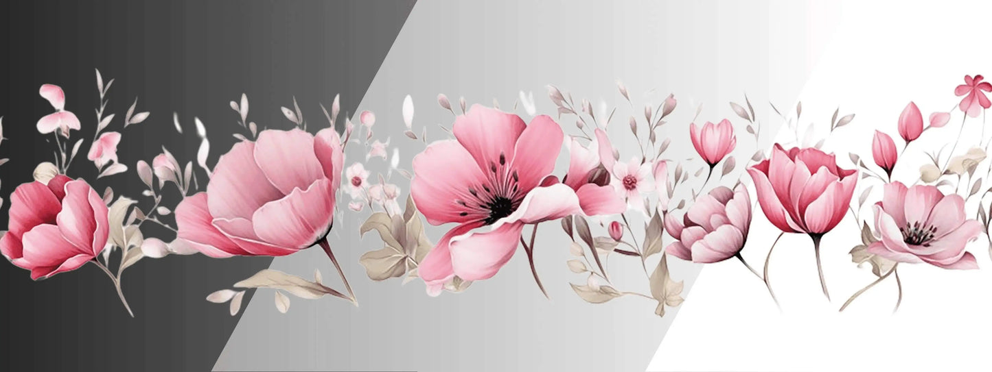 Rosa Tulpen  | Blumen Bordüre XXL Bügelbild bis 250cm