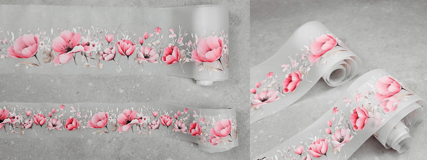 Rosa Tulpen  | Blumen Bordüre XXL Bügelbild bis 250cm