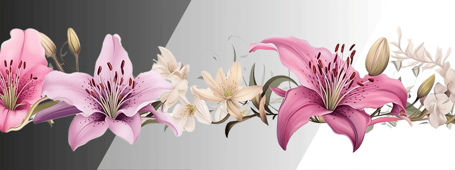 Lilien | Blumen Bordüre XXL Bügelbild bis 250cm