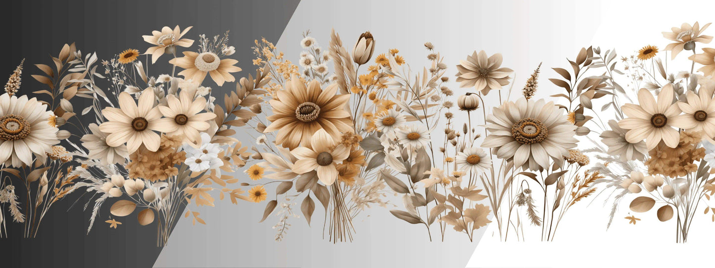 Herbstblumen | Blumen Bordüre XXL Bügelbild bis 250cm