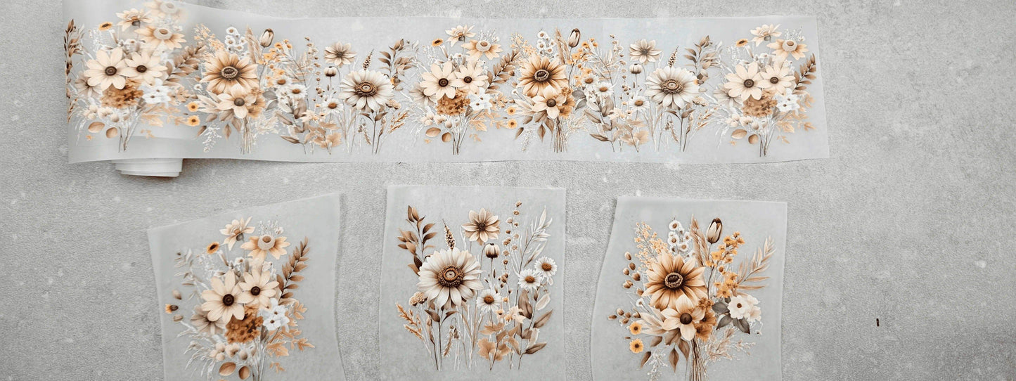 Herbstblumen | Blumen Bordüre XXL Bügelbild bis 250cm