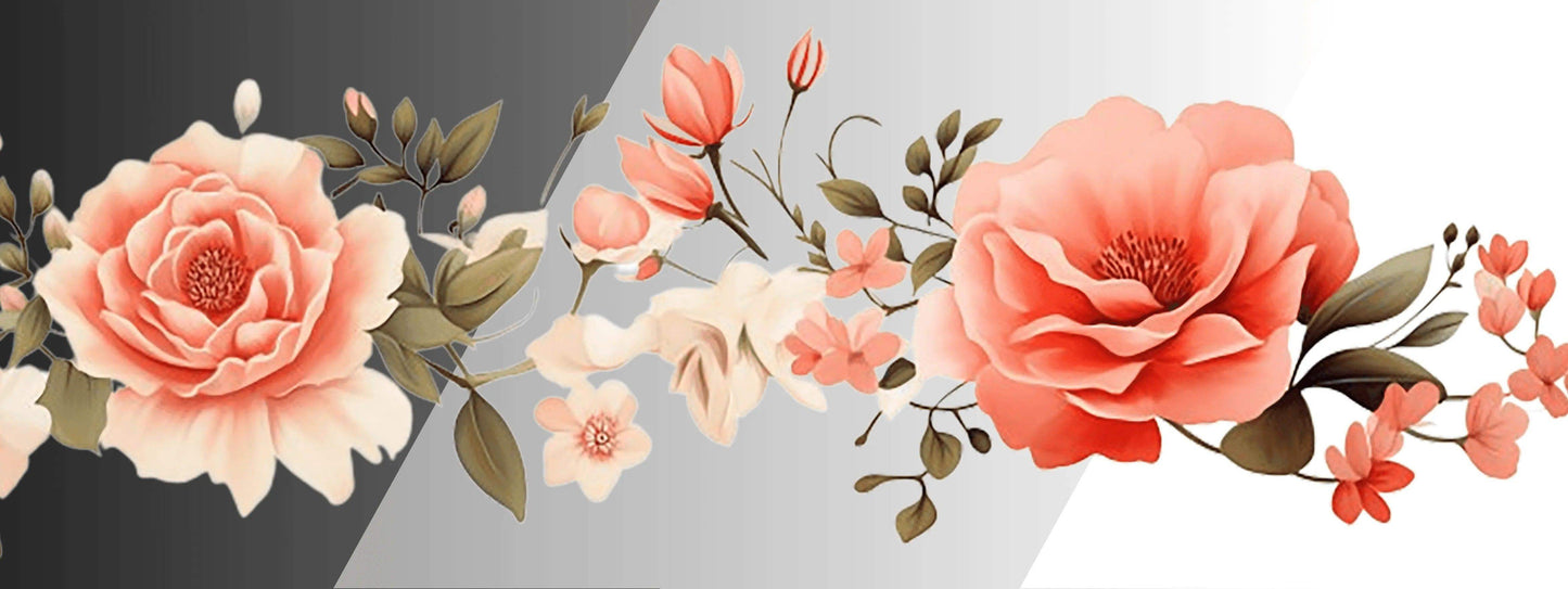 Rosenliebe #2 | Blumen Bordüre XXL Bügelbild bis 250cm