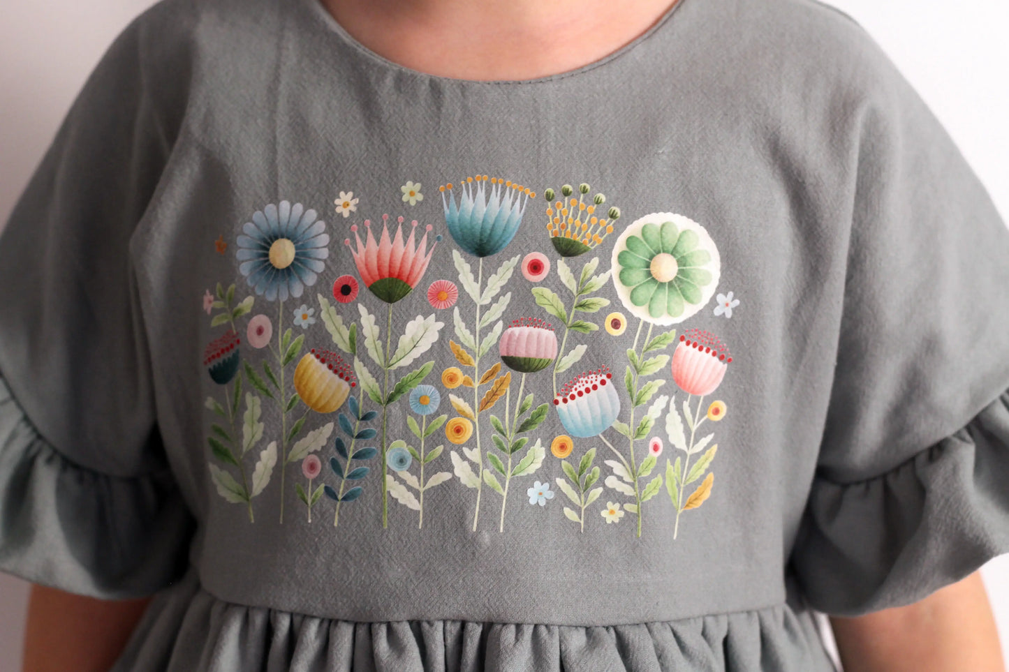 RETRO BLOOM | Blumen Bordüre XXL Bügelbild bis 250cm