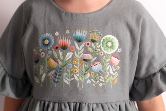 RETRO BLOOM | Blumen Bordüre XXL Bügelbild bis 250cm