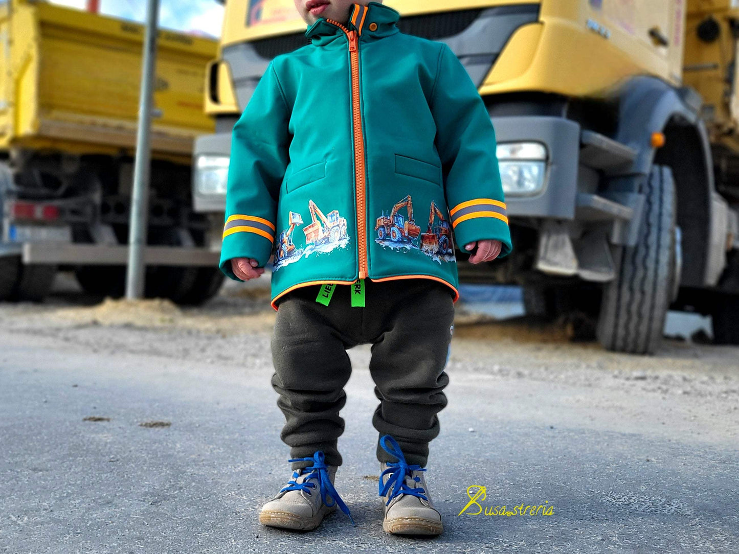 Baggercrew | XXL Bügelbild Bordüre | Power am Bau