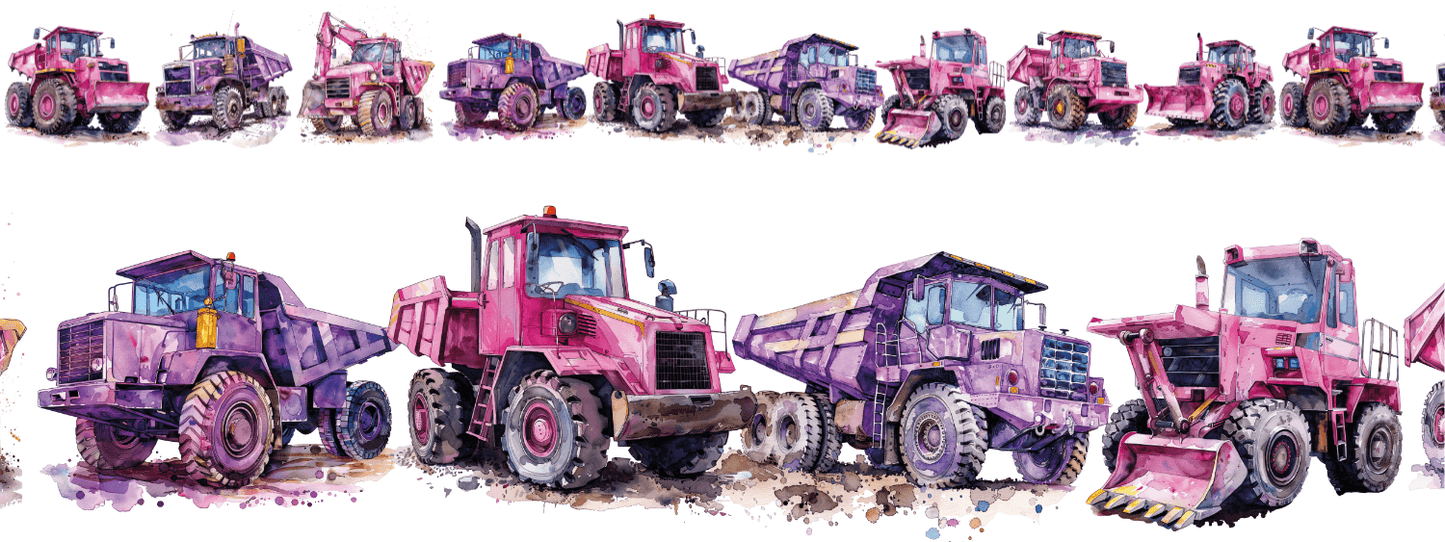 Pink Power | XXL Bügelbild Bordüre | Mädchen-Baustelle mit Stil