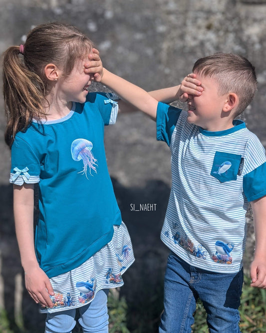 OCEAN FRIENDS | XXL Bügelbild Bordüre | Delfine, Schildkröten & Korallen