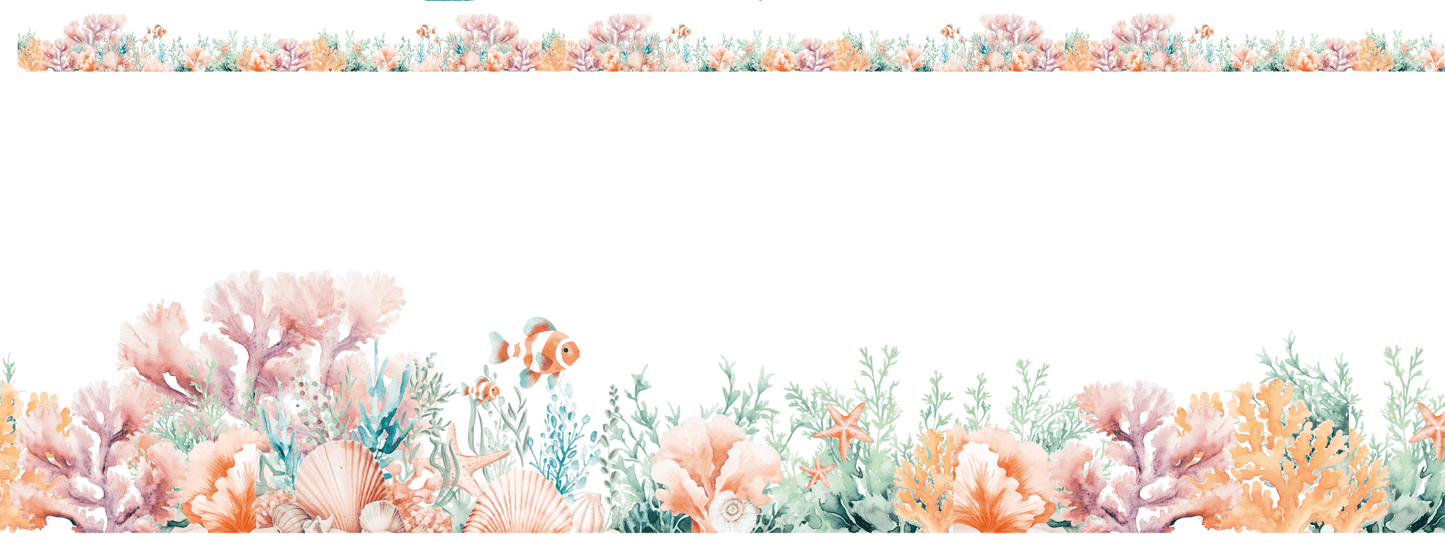 OCEAN BLOOM | XXL Bügelbild Bordüre | Zartes Korallenriff in Pastell