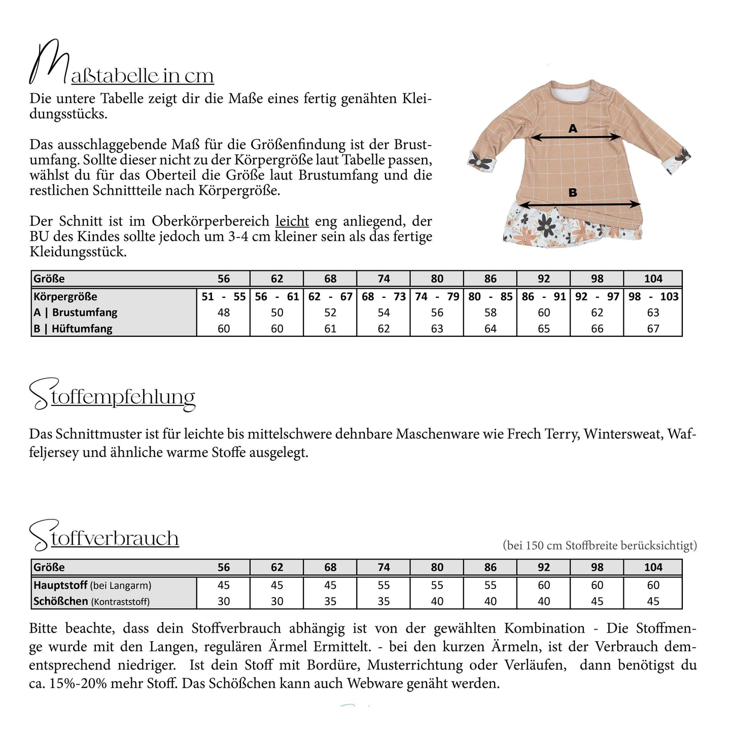 Lieblings LagenWERK | Freebook | Gr. 56 bis 68 | Tunika & Kleid | A4 & Beamer