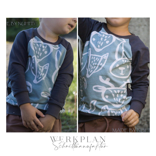 Raglan BasicWERK | Größe 56 bis 104 | Unisex Longsleeve | A0 & A4 | Beamer - Werkplan.Schnittmanufaktur