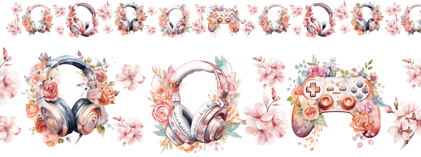 SOUND & BLOOM | XXL Bügelbild Bordüre | Floral Headphones Edition