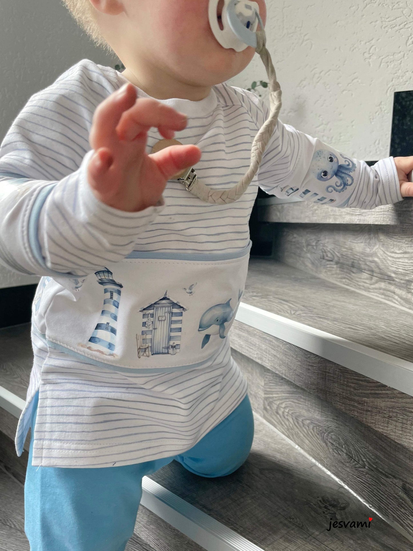 NORDSEEZAUBER | XXL Bügelbild Bordüre | Strand, Möwen & Leuchtturm