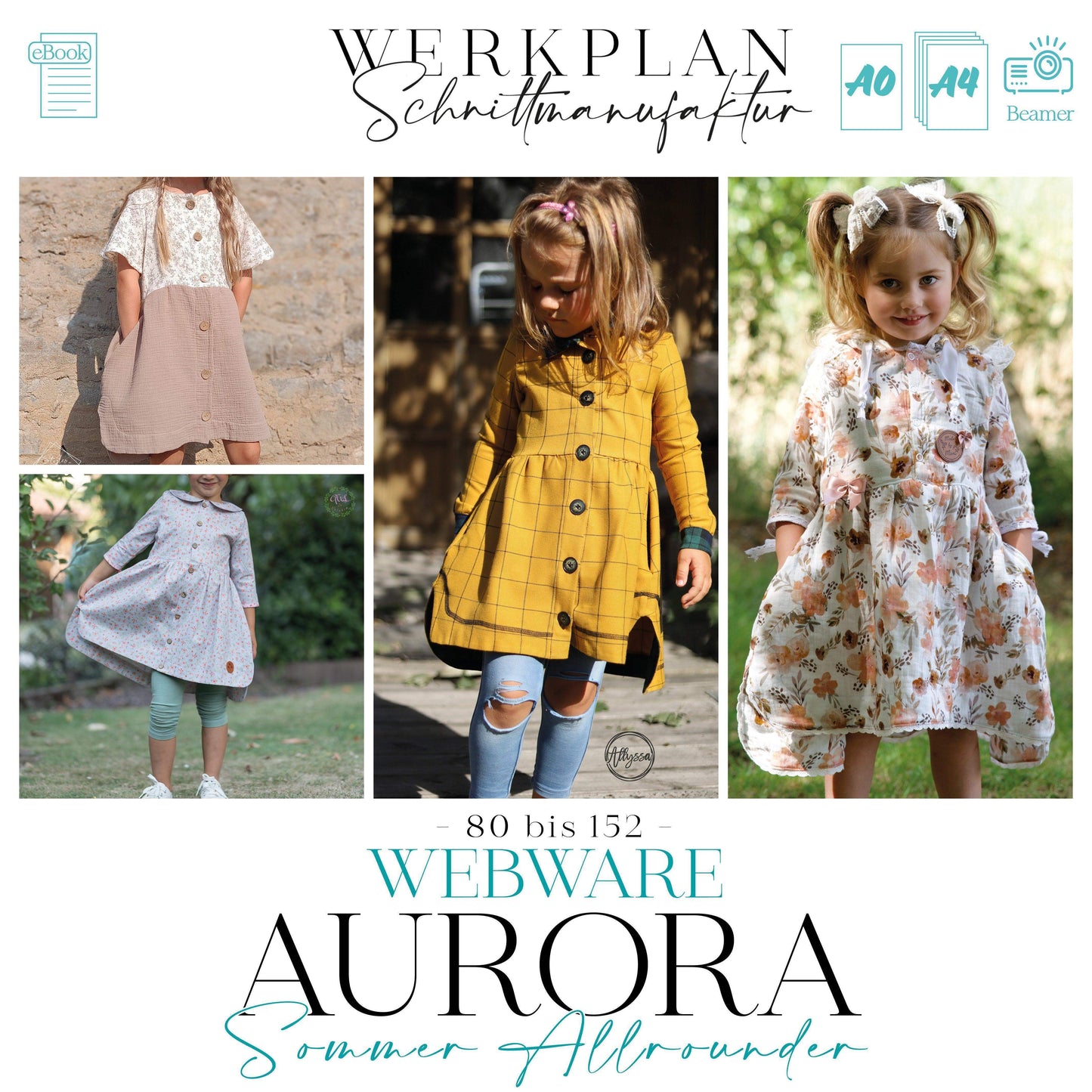 AURORA SommerAllrounder | WEBWARE | Tunika | Kleid | Cardigan | A0 & A4 | Beamer - Werkplan.Schnittmanufaktur