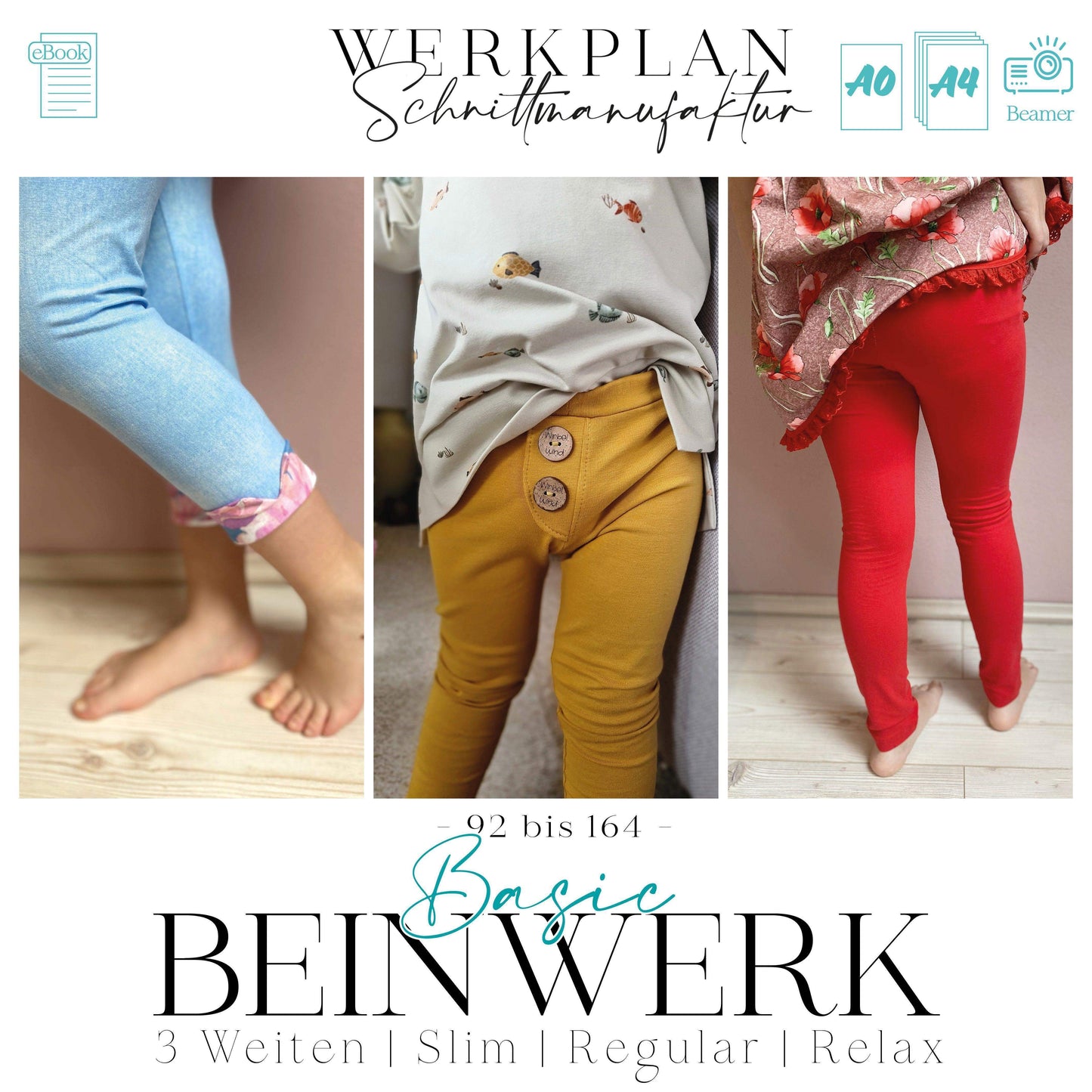 BEINWERK Leggings | in 3 Weiten | Größe 92 bis 164 | A0 & A4 | Beamer - Werkplan.Schnittmanufaktur