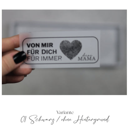 Label Fingerabdruck "Von mir, für dich, für immer | deine MAMA" | black & white