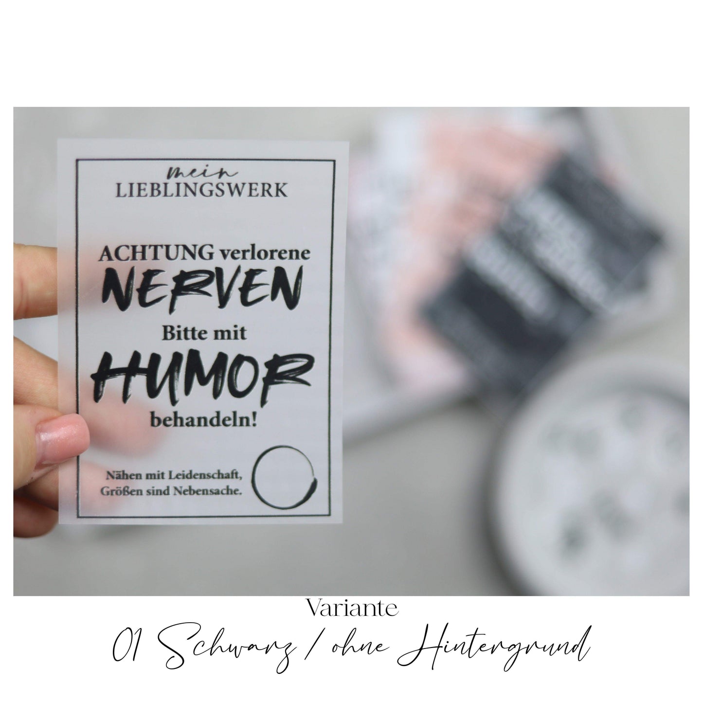 Jackenlabel  "Nerven mit Humor behandeln"