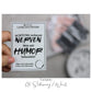 Jackenlabel  "Nerven mit Humor behandeln"