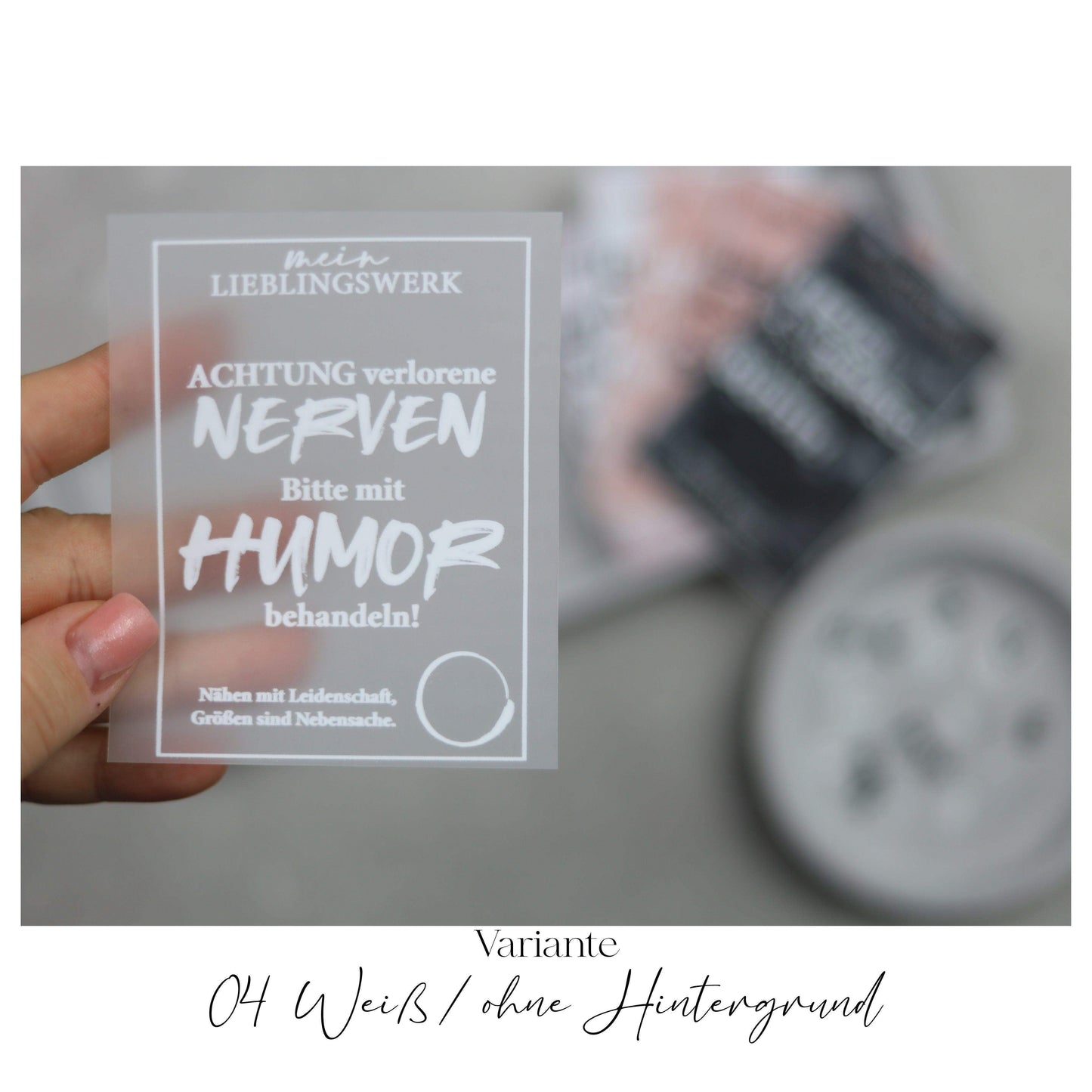 Jackenlabel  "Nerven mit Humor behandeln"