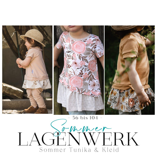 Sommer LagenWERK | Größe 56 bis 104 | Tunika & Kleid | A0 & A4 | Beamer - Werkplan.Schnittmanufaktur
