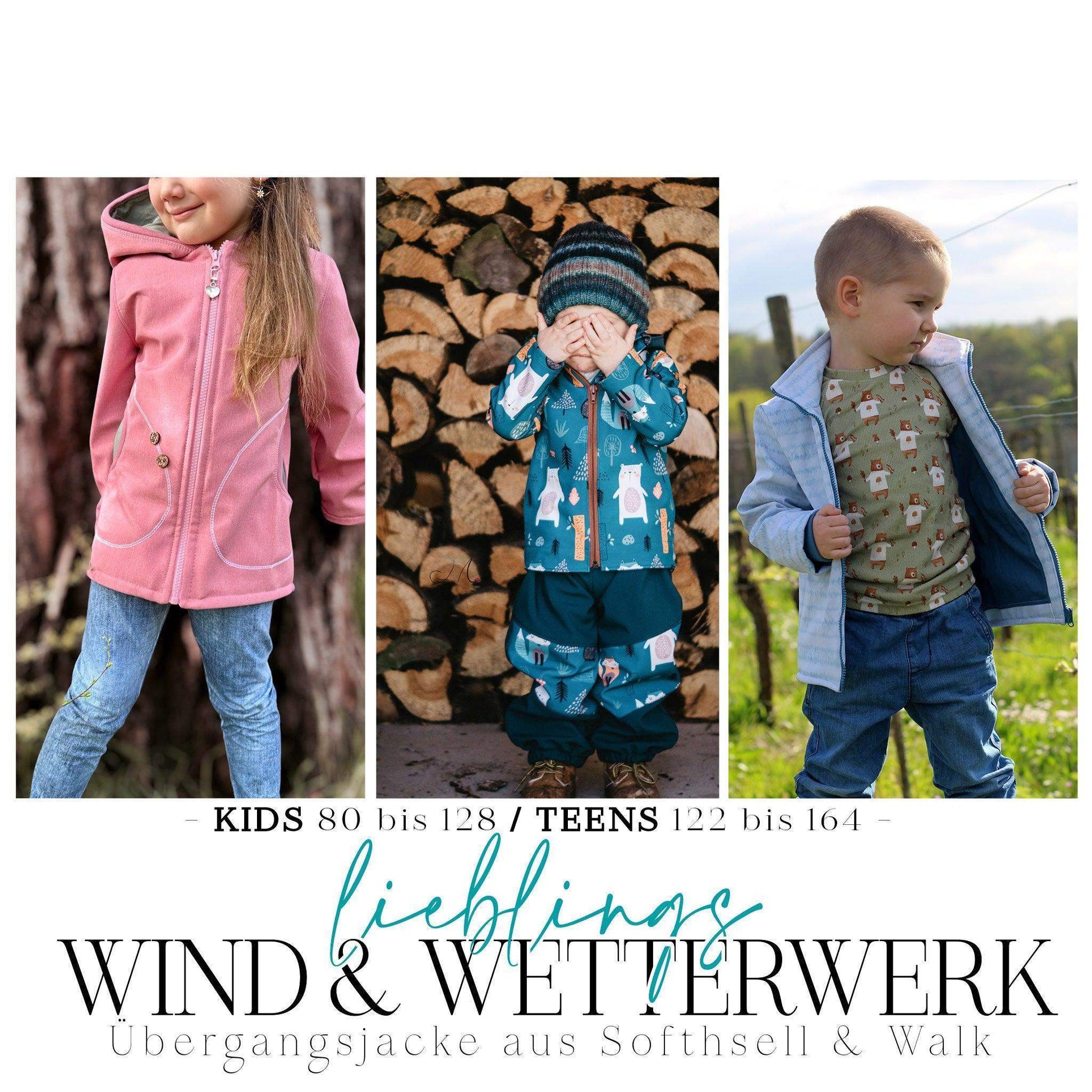 Wind & WetterWERK| Kids & Teens - von 80 bis 164 | A0 & A4 | Beamer - Werkplan.Schnittmanufaktur