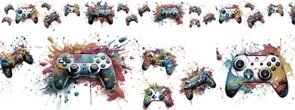 GAME ON | XXL Bügelbild Bordüre | Controller Splash – SOFT TONES