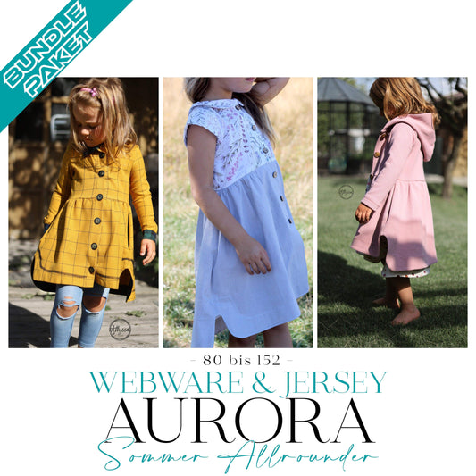 BUNDLE eBook - AURORA Webware & Jersey | Tunika | Kleid | Cardigan | A0 & A4 | Beamer - Werkplan.Schnittmanufaktur